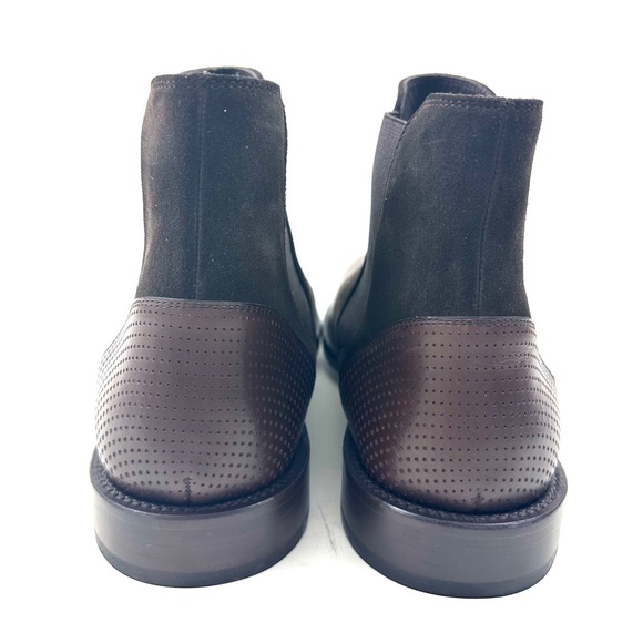 Lorens Chelsea Leather Men's Ankle Dress Boots Brown Perforated Leather Size 45 - Picture 5 of 9